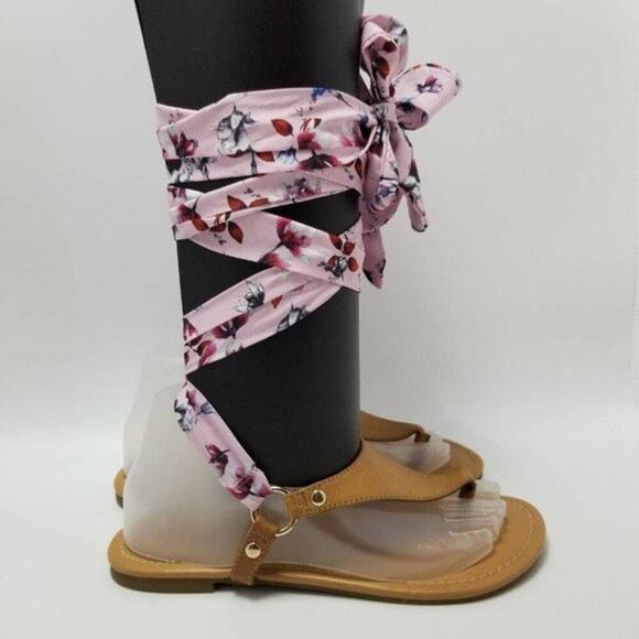 Ana A New Approach Sailor Floral Tie Gladiator Sandals Size 7.5 M - Picture 1 of 12